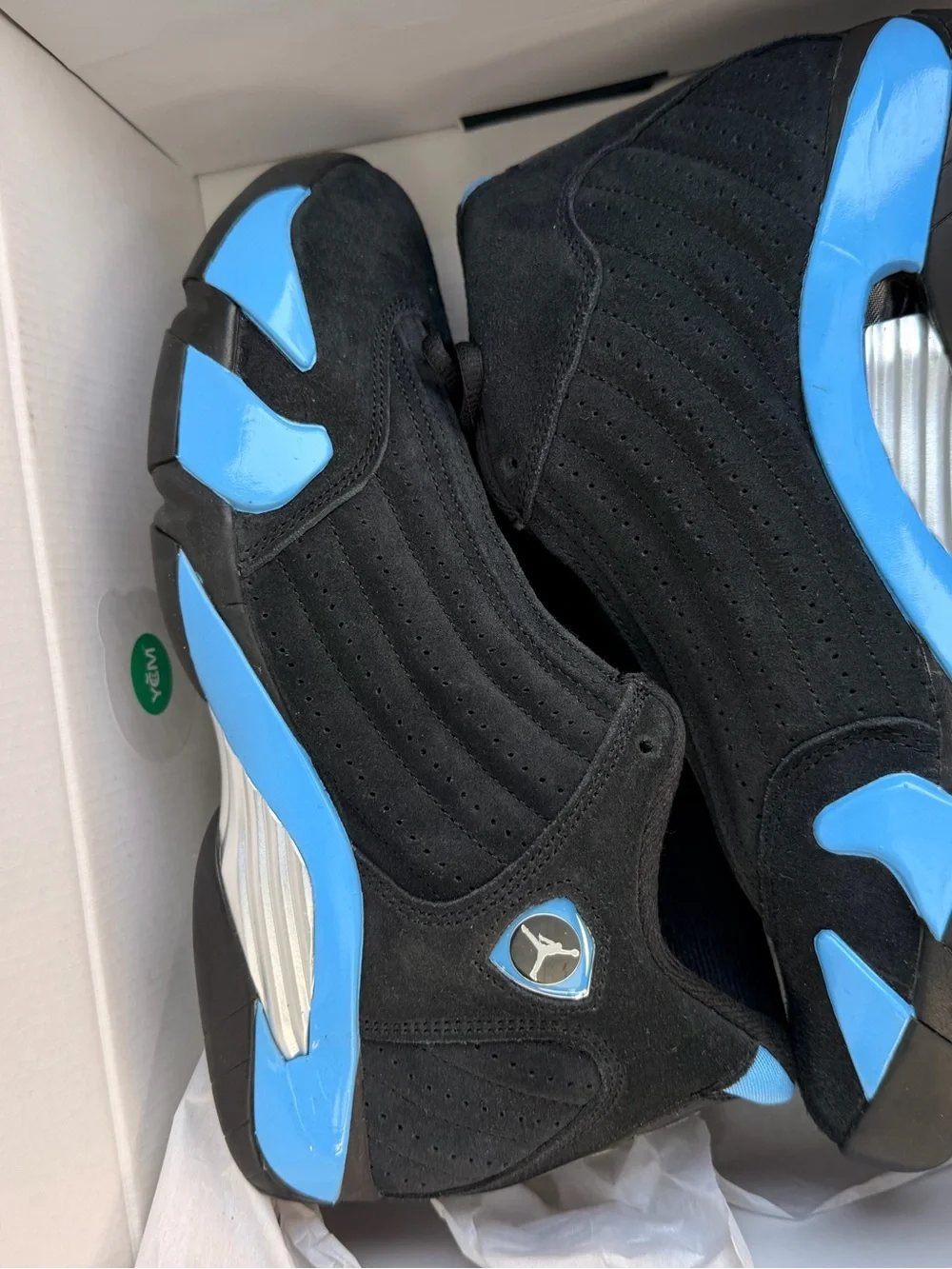 Jordan Retro 14 Black & University Blue Suede Basketball Sneakers